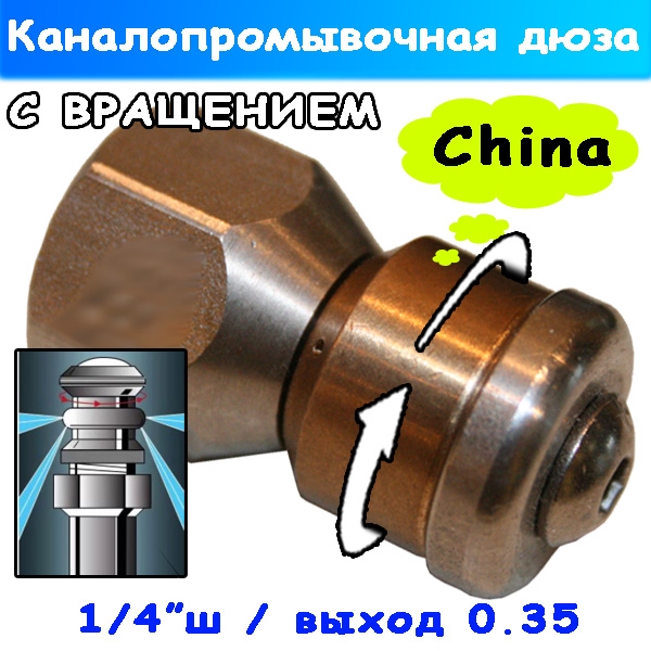 форсунка 035 с вращением канализационная 1/4" для минимойки